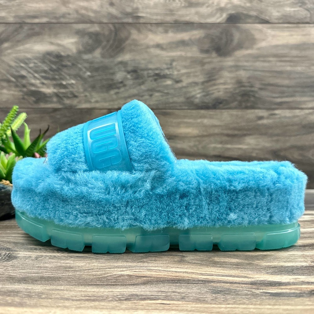 ❌SOLD❌UGG Australia Fluffita 8 Tidal Wave Clear Slide Platform Slipper Sandals - Picture 6 of 12